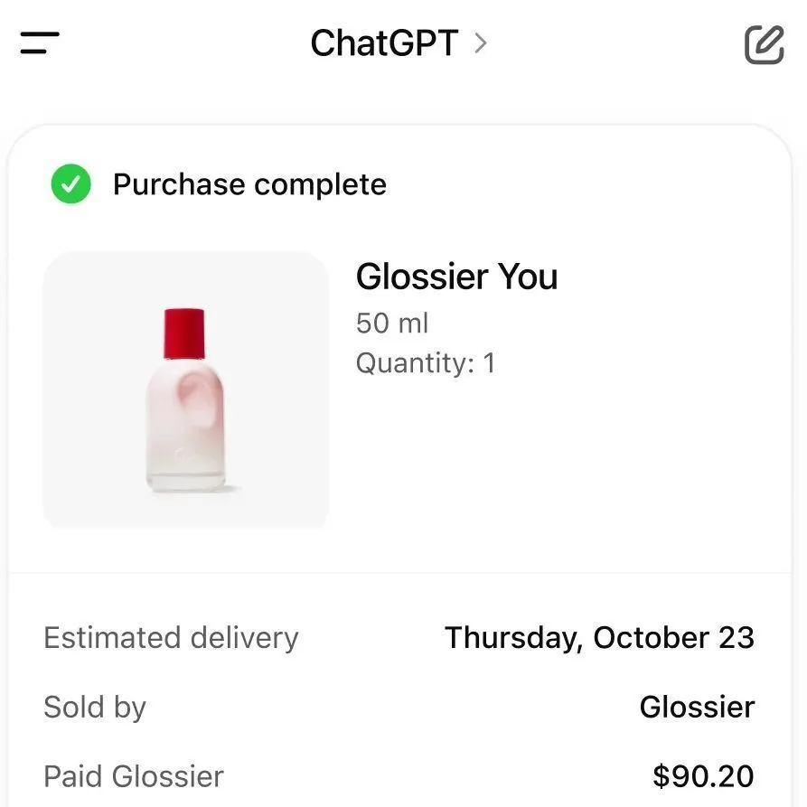 Màn xác nhận Instant Checkout trên ChatGPT