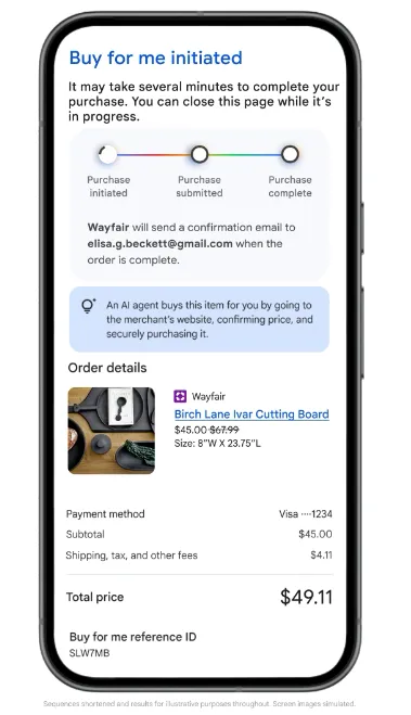 Google's agentic checkout mock-up