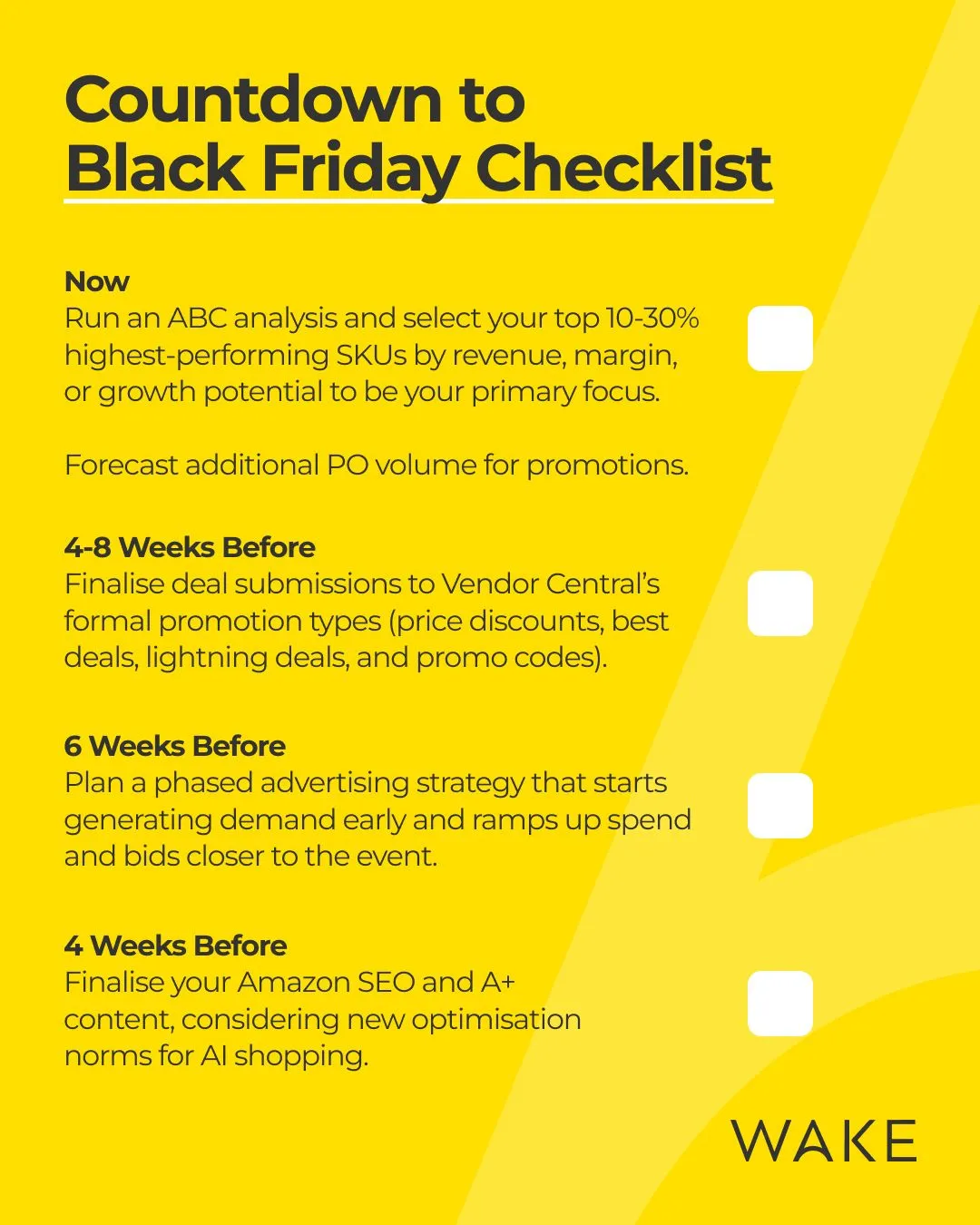 WAKE 'Countdown to Black Friday Checklist' for Amazon sellers